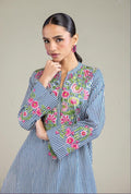 KHADDI Embroidered | Cambric Blue Floral Kurta Pants