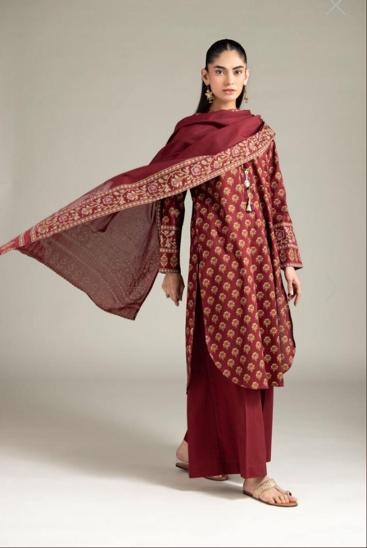 KHADDI Cambric Kurta Pants Duppata